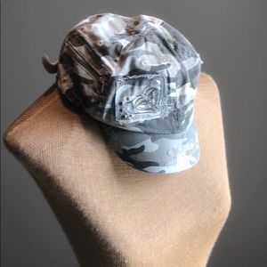 Military style camo print hat